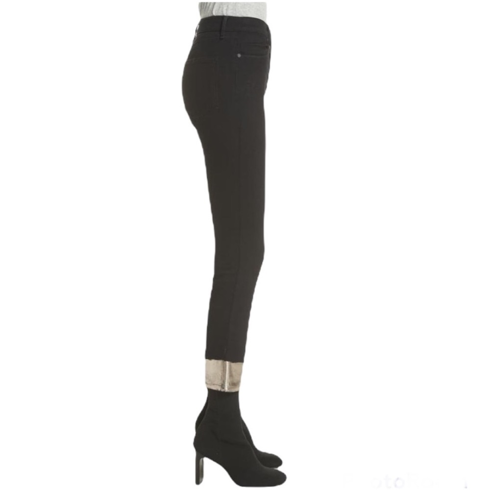 Rag & Bone NWT Bilbury Ankle Cigarette Metallic Hem Jean Size 25 Black/Gold - Picture 4 of 14